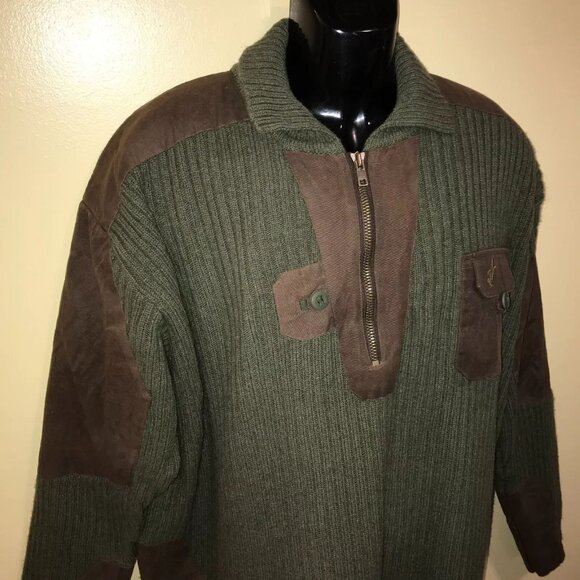 Men's Vintage Avery Heritage Cache River Oil Cloth 1/2 Zip Wool Sweater - Picture 9 of 16